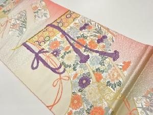 几帳に雲取り模様織出し袋帯